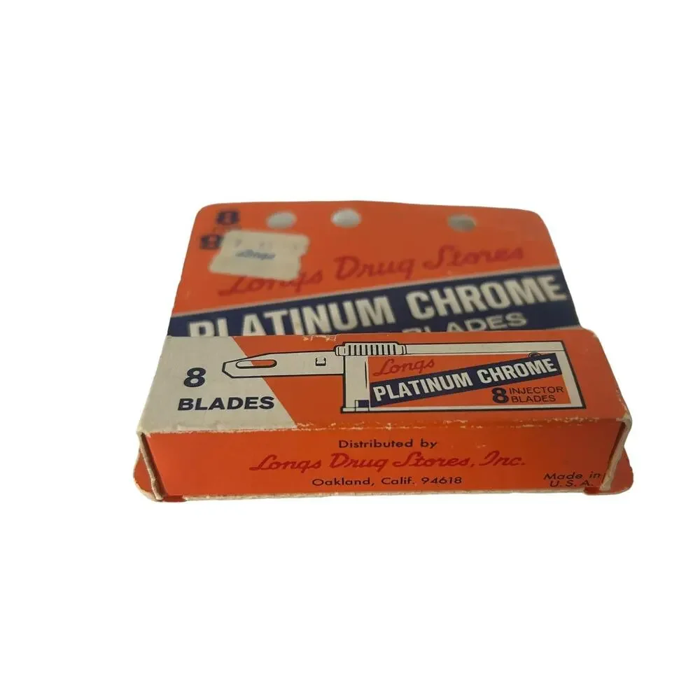 Vintage Platinum Chrome Injector Blades Longs Store 8 Blades New Sealed Rare